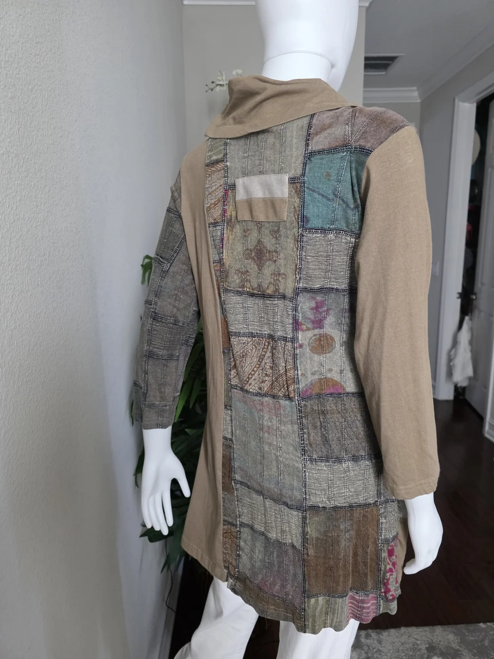 Parsley & Sage Patchwork Cowl Neck Women's Tunic - Size L